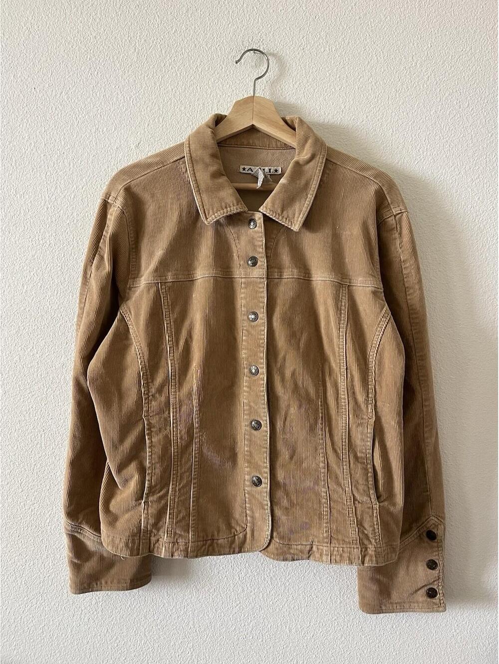 A.M.I. Tan Corduroy Button Up Trucker Jacket XL